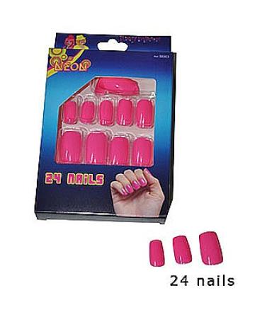 Unghii petrecere fluorescente roz, 24 bucati lipici inclus de la Hobbyplanet Romania