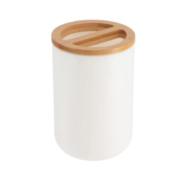 Suport periute plastic / bambus comp rotund - alb