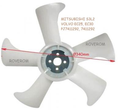 Ventilator (elice) Mitsubishi S3L2, Volvo EC25, EC30, 340mm de la Roverom Srl