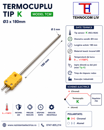 Termocuple formabile K 3X180mm