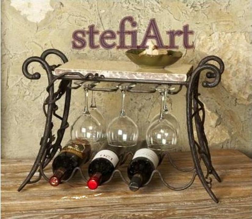 Plasticitate dă jos Da naștere  Suport sticle si pahare pentru vin din fier forjat manual - Buzau -  Stefiart Design Srl, ID: 18235889, pareri